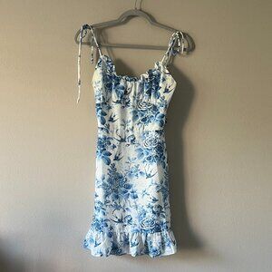 Rihoas Blue Floral Mini Dress